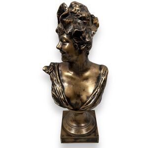 Georges Van Der Straeten Sculpture Bronze Gold Women‎ Bust Art Nouveau Antique